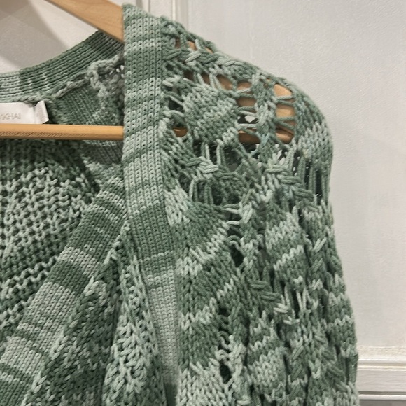 JONATHAN SIMKHAI Adeline Cotton Blend Cardigan Sweater in Lichen Jade - Small - Picture 8 of 12